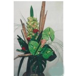 Orchid�e, anthurium, rose et rose de porcelaine, feuille de philodendron, feuille aspidistra