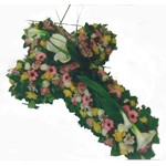 Croix compos� de fleurs diverses selon saison
