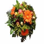 Bouquet rond en reserve d eau de couleur rouge orang� (diam 35 cm)