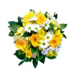 bouquet rond jaune et blanc