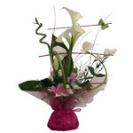 Bouquet bulle compos� d arum, bambou, lys, lysianthus...� partir de 30�