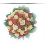 Un agr�able m�lange de roses rouges et blanches de taille moyenne environ 50cm, de quelques branches de feuillages de saison. Simples et �l�gantes, ces roses seront le messager de vos plus tendres pens�es.