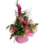 Bouquet rond poche d eau cage d�grad� fuschia (� partir de 35 euros)