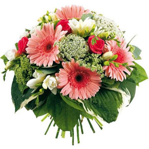 D�lur�, D�lice promet bien des surprises. Sous des airs innocents, il m�le les formes, freesias d�licats et larges gerberas. Un bouquet pour tout oser !
 Le conseil du fleuriste
Coupez les tiges en biseaux et changez l�eau du bouquet tous les 2 ou 3 jours.
