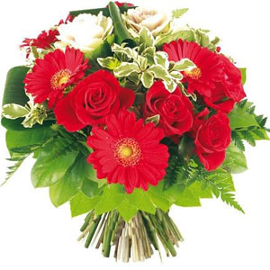 Charme et f�minit� dans un bouquet
Voici un bouquet plein de f�minit�. Germinis et roses rouges donnent la touche glamour de cette cr�ation qui comblera de joie celle qui se le verra offrir.  Pour se faire adorer d�elle !
Le conseil du Fleuriste

Coupez les tiges en biseaux et changez l�eau du bouquet tous les 2 ou 3 jours.
