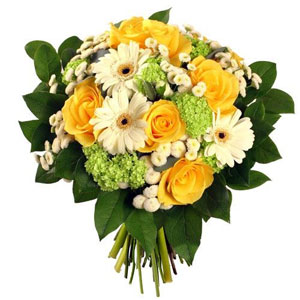 Un petit air du sud

Vous appr�cierez sans aucun doute cet ing�nieux m�lange de roses jaunes et de germinis blancs dans un �crin de feuillage d'un vert �clatant ! 
Ce charmant bouquet �voque les couleurs chaudes des paysages de Provence peints par C�zanne.