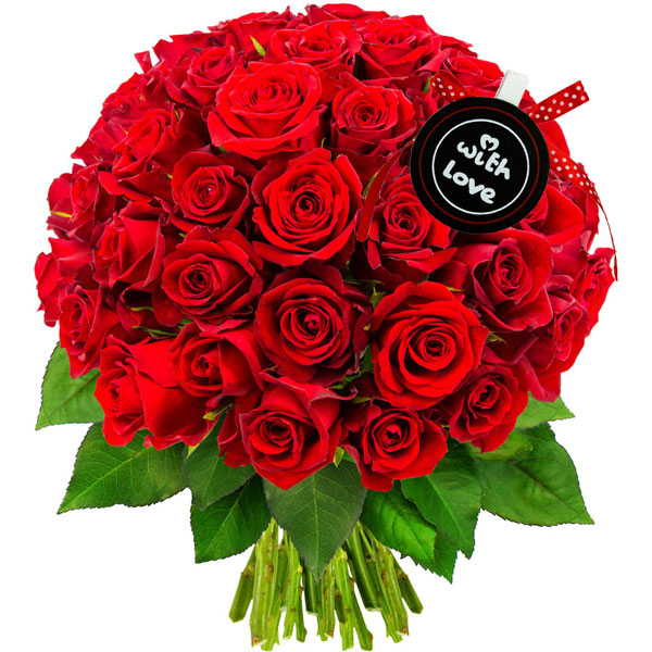Bouquet de roses 50 ROSES ROUGES + PINCE LOVE