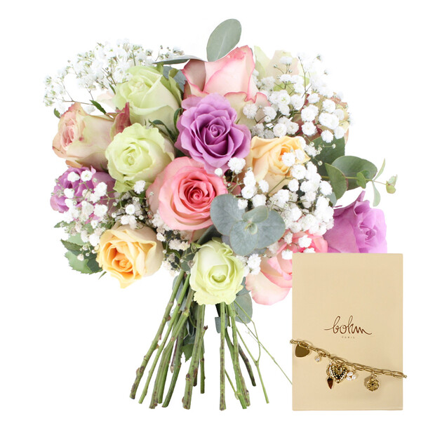 Fleurs et cadeaux FLEUR DE ROSE + BRACELET BOHM