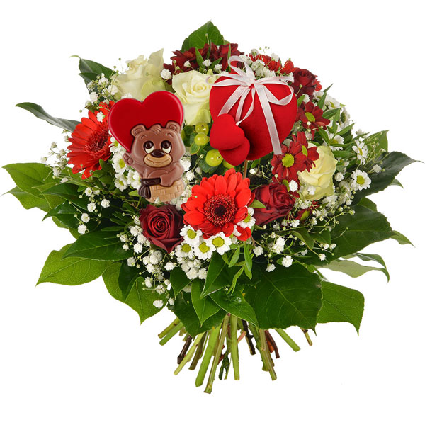Bouquets composé SAINT VALENTIN XL + SUCETTE OURSON