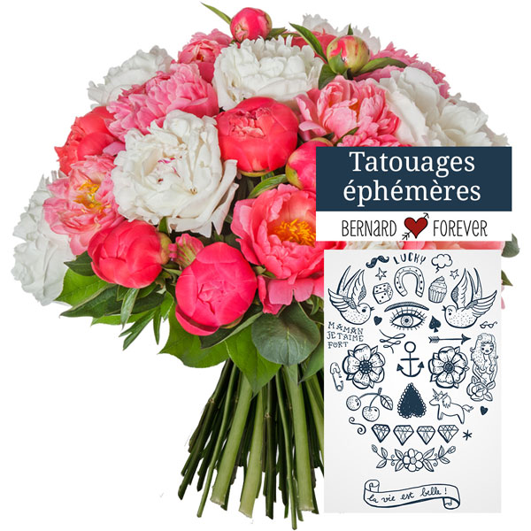 Bouquets composé 30 PIVOINES + TATOUAGE