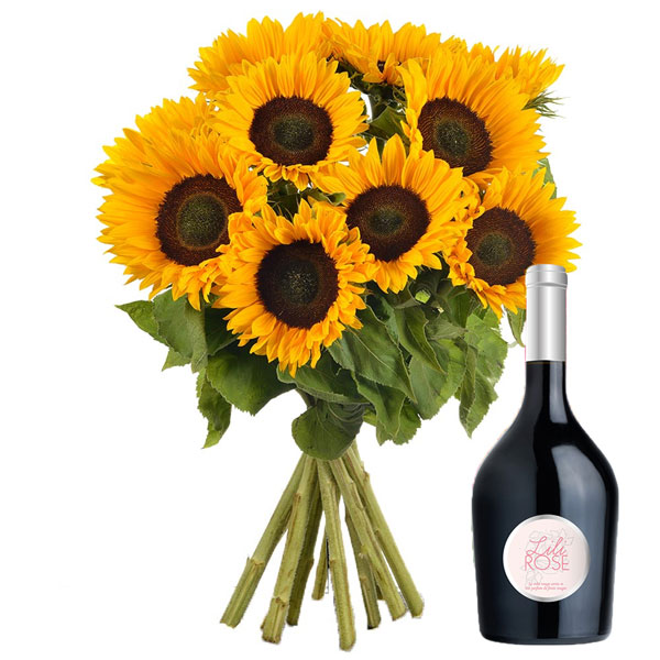 Cadeaux insolites BOUQUET DE TOURNESOLS + LILI ROSE