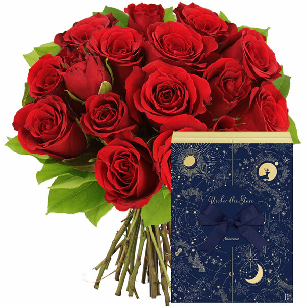 Fleurs et cadeaux 15 ROSES ROUGES + CALENDRIER DE L'AVENT MARIONNAUD