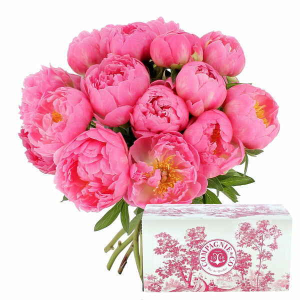 Fleurs et cadeaux 15 PIVOINES + THE BONNE FETE MAMAN