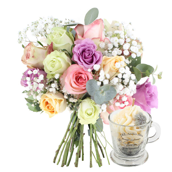 Fleurs et cadeaux FLEUR DE ROSE + BOUGIE