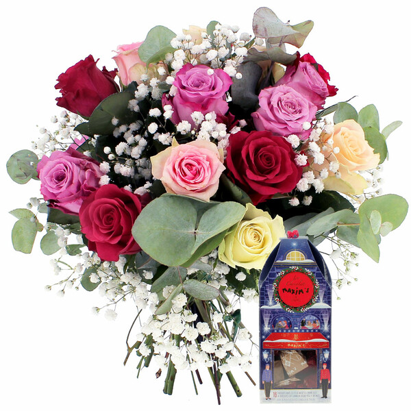 Fleurs et cadeaux FLEUR DE ROSE + BOX DE NOEL MAXIM'S