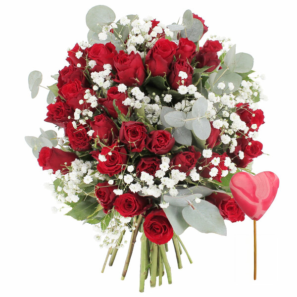 Fleurs et cadeaux REVE D'AMOUR + SUCETTE COEUR