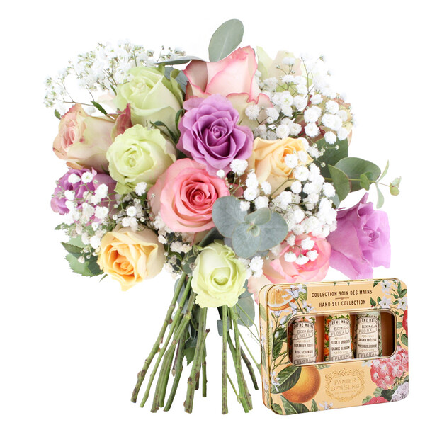 Fleurs et cadeaux FLEUR DE ROSE + 3 CRÈMES MAINS