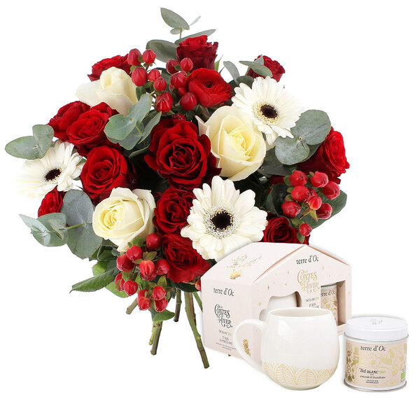 Fleurs et cadeaux ECLAT GIVRE + DUO DE NOËL