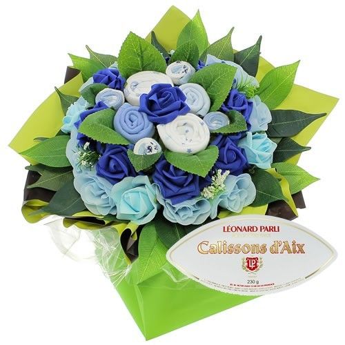 Cadeaux Gourmands BOUQUET NAISSANCE BLEU+CALISSONS