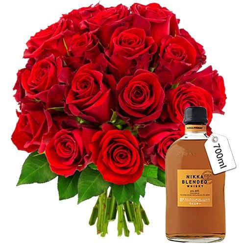Cadeaux Gourmands 20 ROSES ROUGES+WHISKY