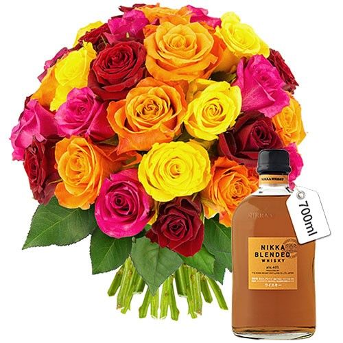 Cadeaux Gourmands 30 ROSES MULTI+WHISKY